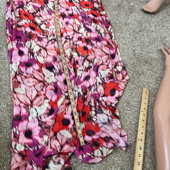 Maggy London dress Watercolor Floral pink Maxi lightweight halter neckline SZ 6 - Picture 6 of 8